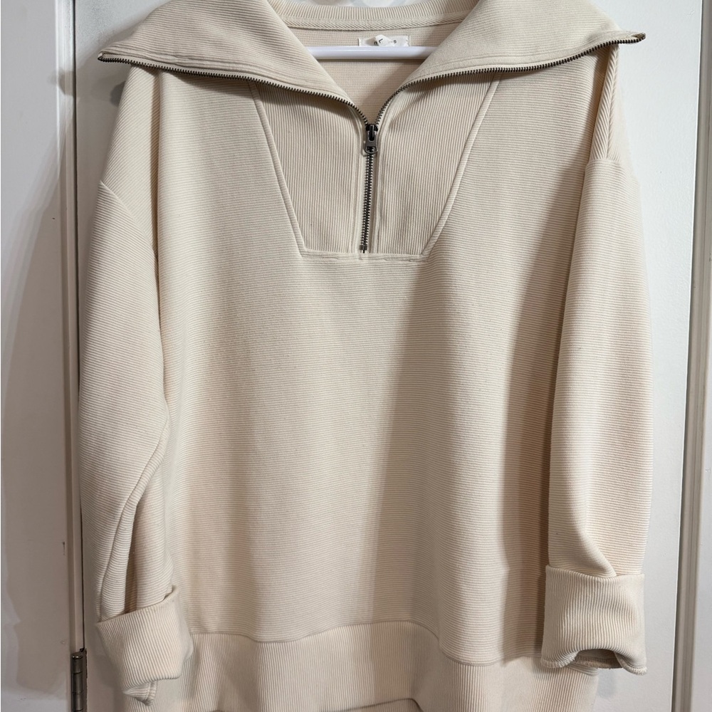 Maurices Cream Quarter Zip Size Large - Picture 2 of 5